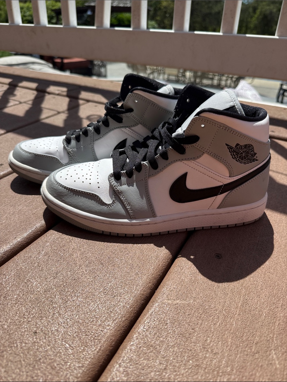Nike Air Jordan 1 Mid White, Gray & Black Men's Sneakers